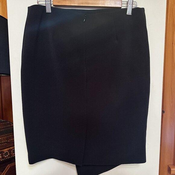 CALVIN KLEIN Asymmetrical Faux Wrap Black Skirt – Size 6 - Picture 3 of 7